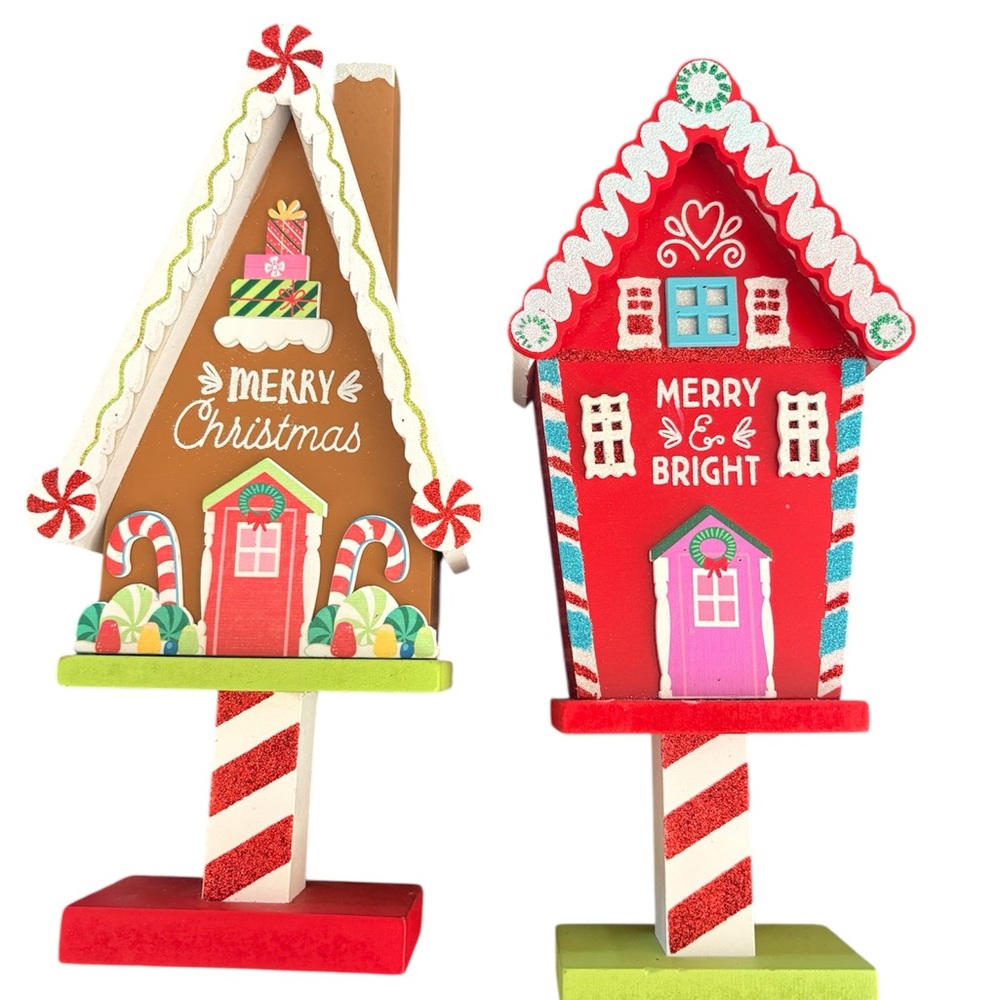 Festive Gingerbread House Decorations - Red and Green